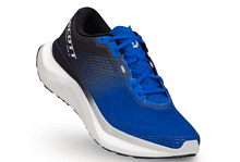 High-performance blue running shoe with lightweight design and cushioned sole for optimal comfort and support during running.